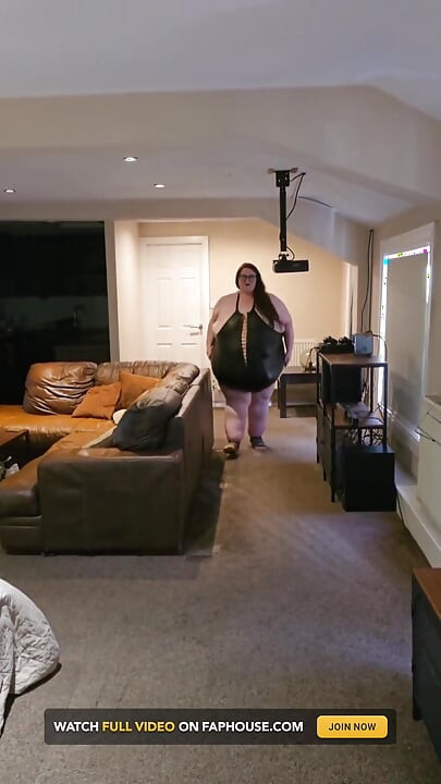 Sexy SSBBW Ass and Belly Walking in Leather Suit Part 2