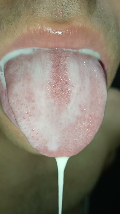 Cum in my mouth, six pack, I play with your cum, and I swallow it, close-up, gay naughty, tongue, sloopy | Clip 1