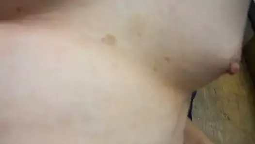 looking a wife's tit and cumming on her hard clit