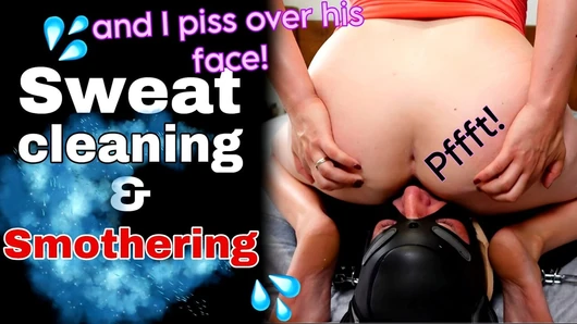 Femdom Sweat Facesitting Sweaty Ass Cleaning Face Sitting Piss Drinking FLR BDSM Real Milf Stepmom