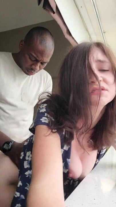 Banging white gf on the patio
