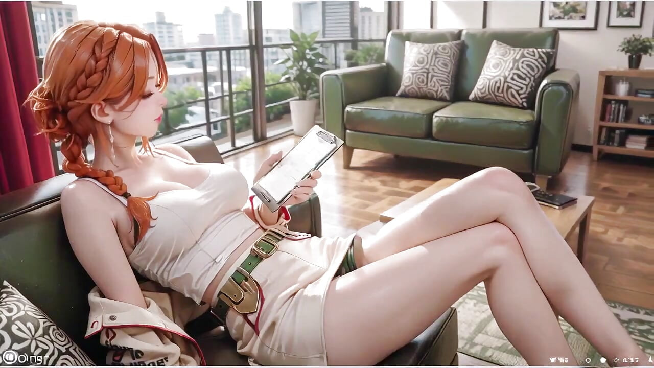 Redhead Secretary's Lazy Afternoon! Barefoot on Sofa, Sheer Stockings, From Chill to Wet!