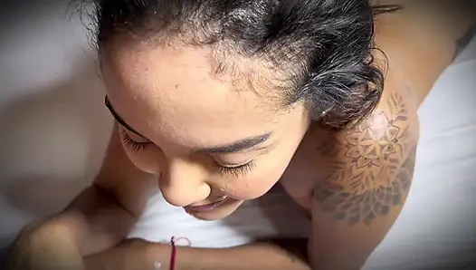 Colombian Masturbates and Sucks a Big White Cock in a Clandestine Motel