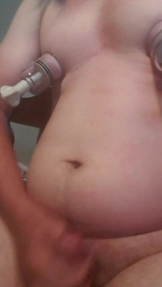 Sissy wanking using breastpumps