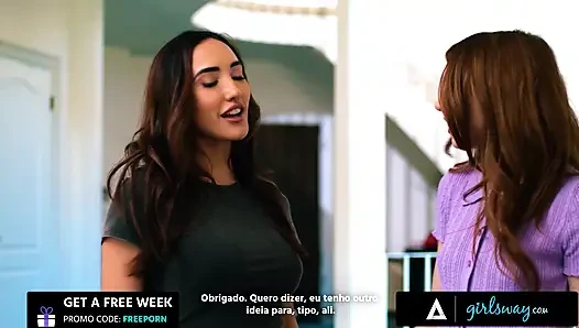 GIRLSWAY - Petite Redhead Myra Moans Seduces Busty Neighbor MILF Chloe Amour - PORTUGUESE SUBTITLES