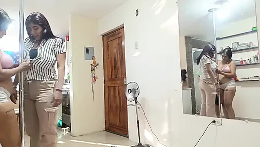 The two beautiful, big-bootied stepdaughters suck their old stepfather's cock