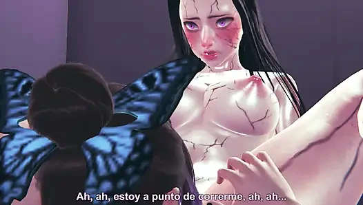 Nezuko ve Shinobu tam lezbiyen eyleminde - 3 boyutlu tam animasyon