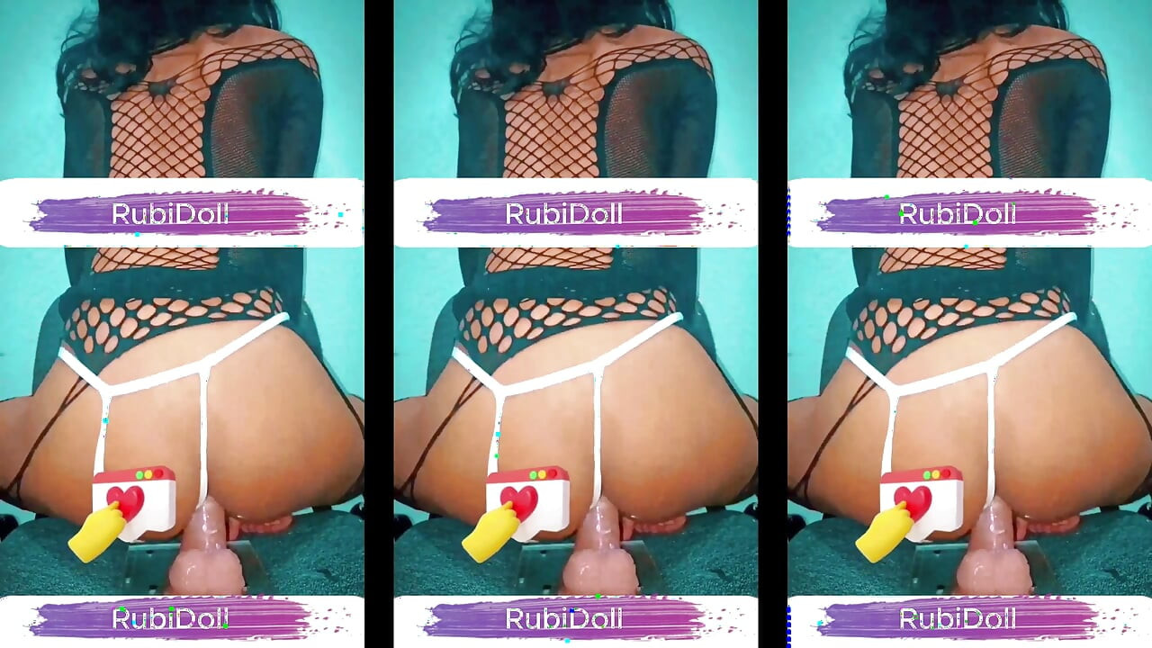 Rubidoll penetrates her small pussy with a BBC dildo