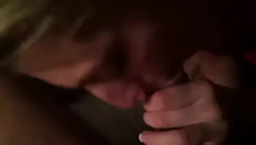 Blonde neighbor is a blowjob goddess and loves taste of cum