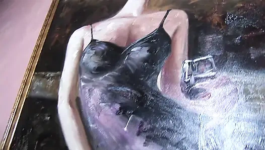 Tätowierte brünette in ihre enge muschi gespritzt