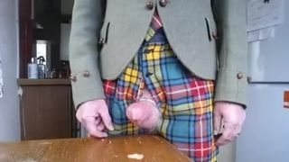 When step dad's tartan kilt gets dirty with cum.