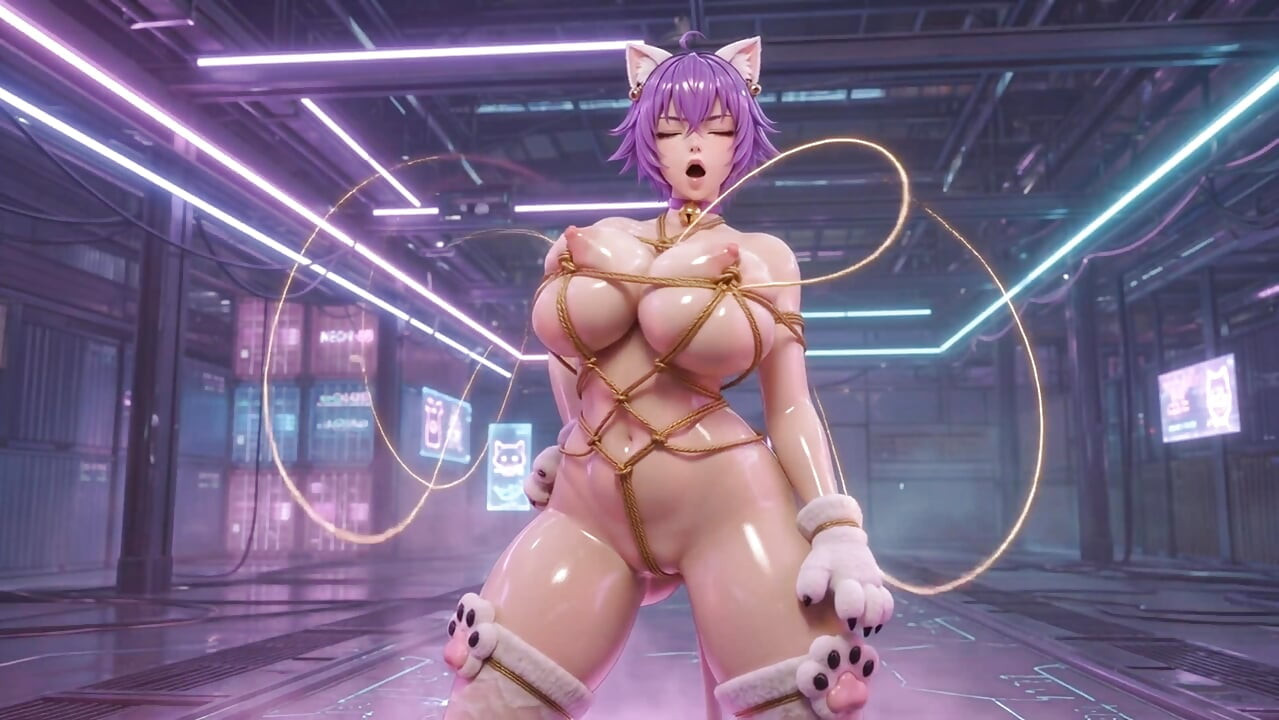 Shibari Catwoman 3D Hentai Ropes Suspension Big Tits Ass Fuck