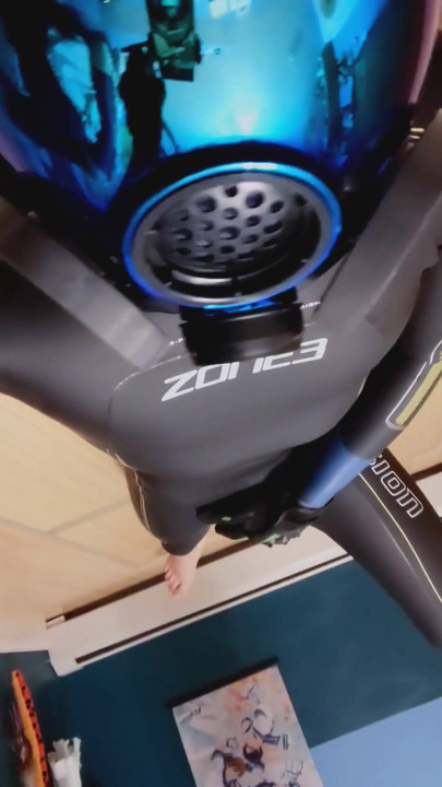 Key moment from "Wetsuit and Gasmask Feels"