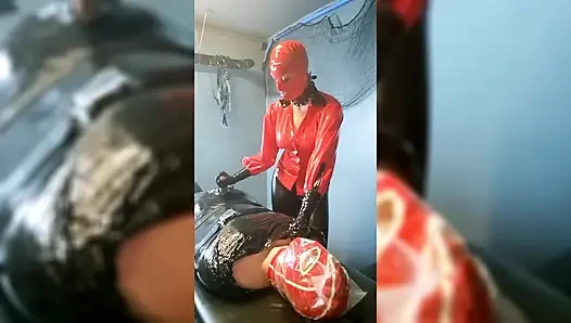 Extreme Breathplay on Mummified Slave in Latex