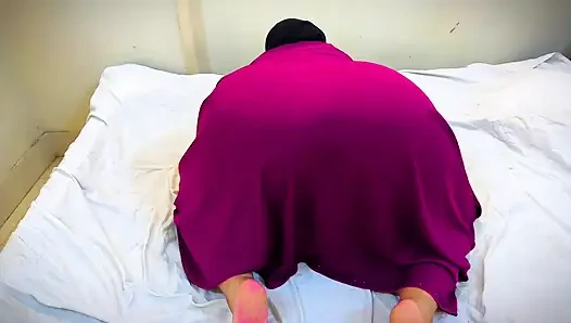 arabian Hijab girl inserts toy into chubby big ass hole, pleasure