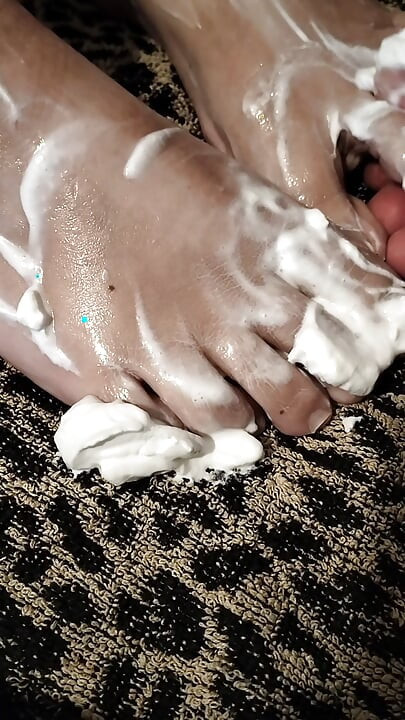 Foot job then fingering my wife