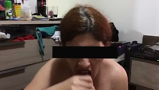 Redhead Wife Jerks off and Receives Cum Cum in Mouth