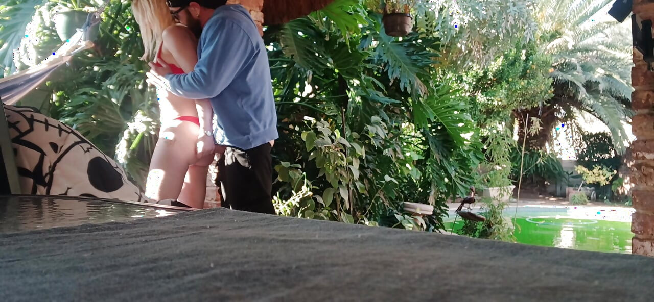 Having Fun in the Garden Blond Suking Cock