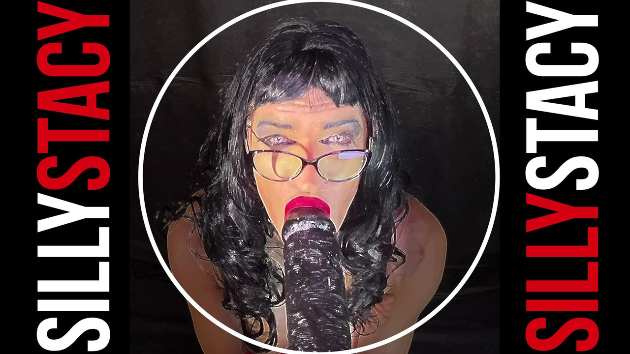Dirty Sissy suck black dildo