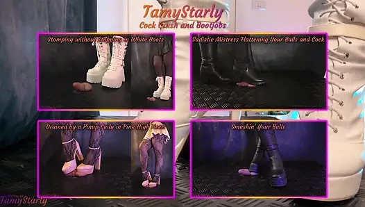 Von deiner freundin in weißen High Heels stiefeln in otk getreten und stampfen - schwanzbälle zerquetschen, shoejob, bootjob, CBT, ballbust