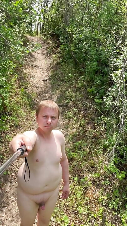 Long naked walk from my clothes to cum