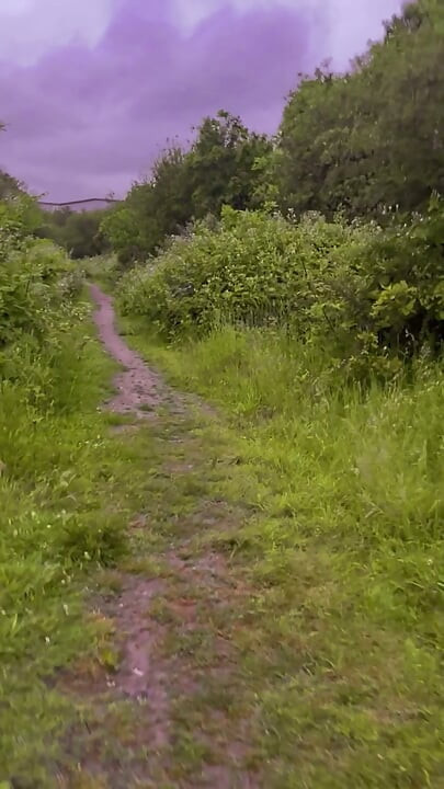 Exploring new tracks walking naked barefoot