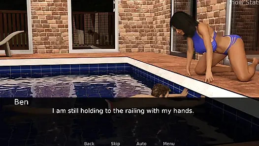 Ateşli evli kadın, yüzmeyi öğreniyor