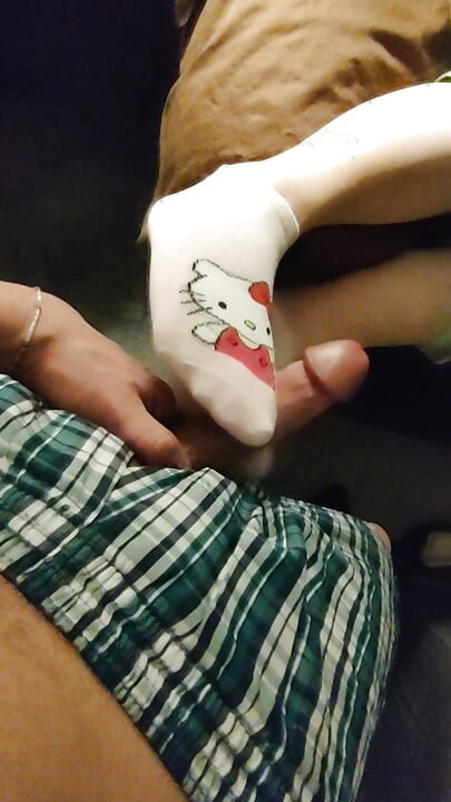 Sexy Pink Hello Kitty Sockjob & Sock Handjob