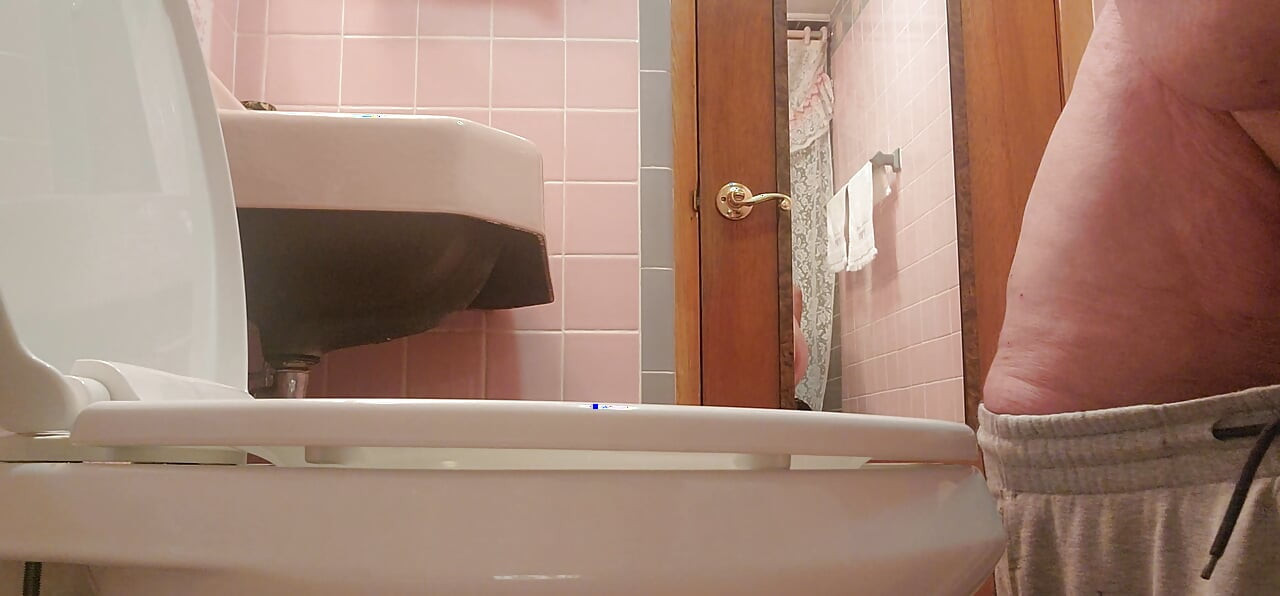 Going pee and showing my cock rings