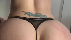 Extremely hot reverse cowgirl in black thong