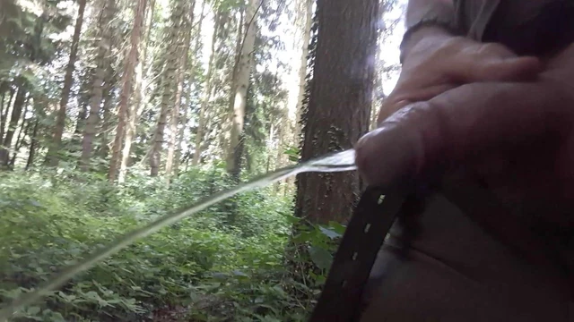 Me, peeing in the woods