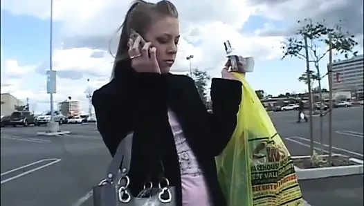 Young Slut with Small Tits Fingers in Her Pussy While a Huge Cock Ass Fucks Her