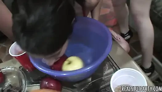 Real Slut Party - Trick Treat or Facial a Halloween Threesome