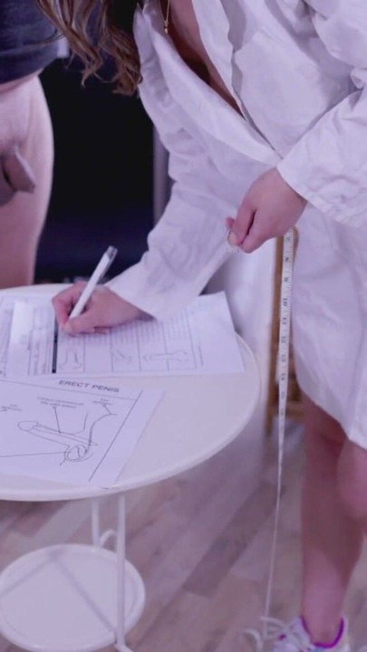 The nurse gave me the hottest gynecological exam. He measured my penis and helped me ejaculate. | Clip 1