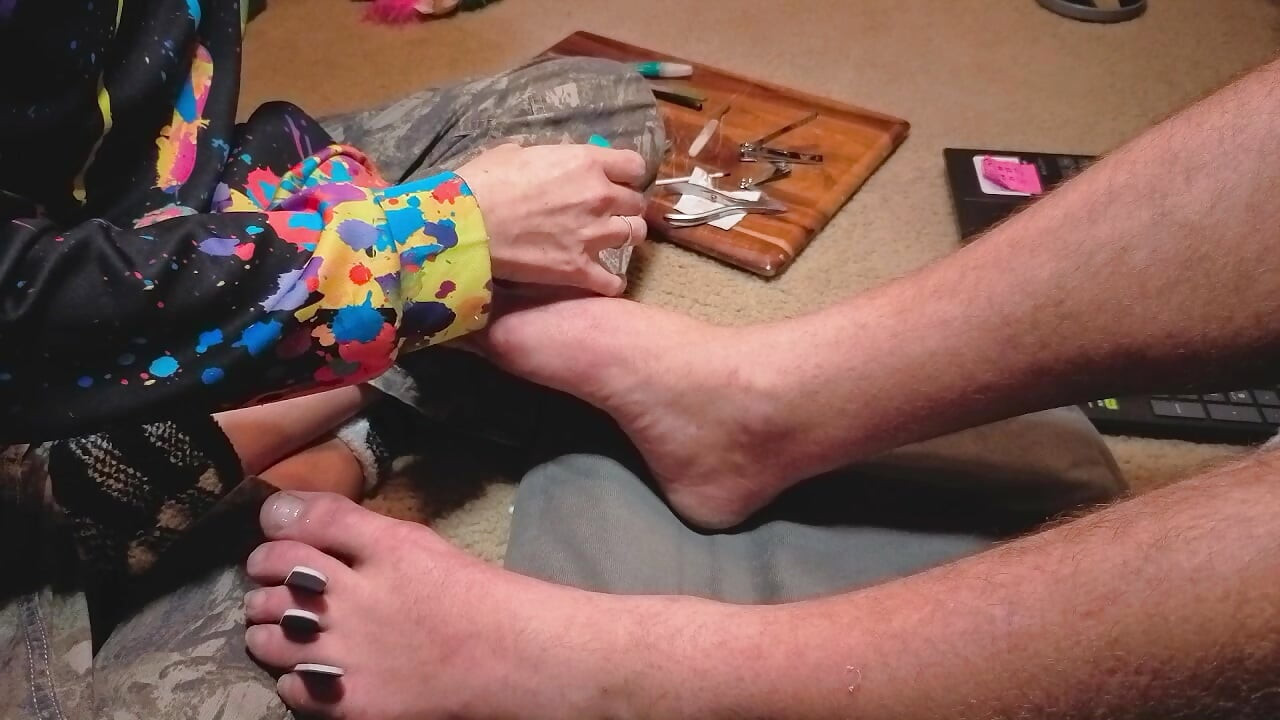 Melody Gives Her Master a Pedicure