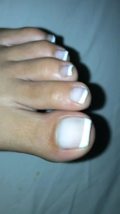 Long toenails french tips