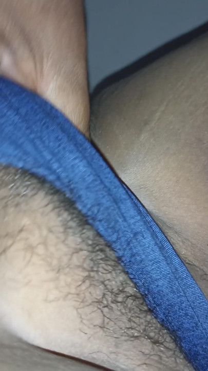 I push my wife's panties aside to see her fat, hairy pussy | Clip 3