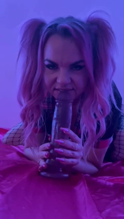 Sucking and making my pink dildo wet for my pussy