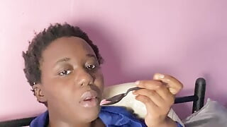 Italian Ice Cream Mukbang Nude With Natural Big Tits Out And Exposed