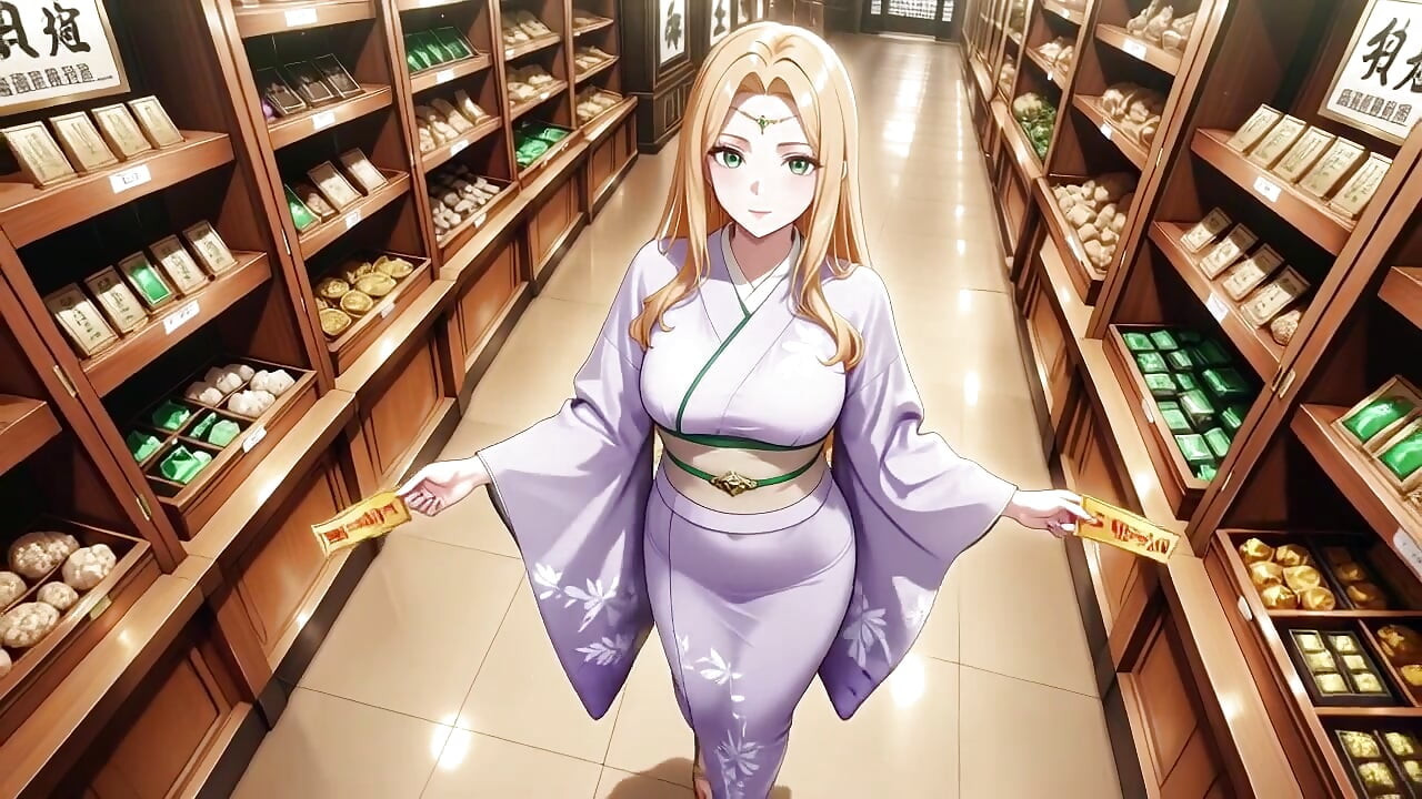 金髮女郎穿薰衣草！赤腳跪在紅色的鳥居門下，她的安道夫在微風中飄揚。