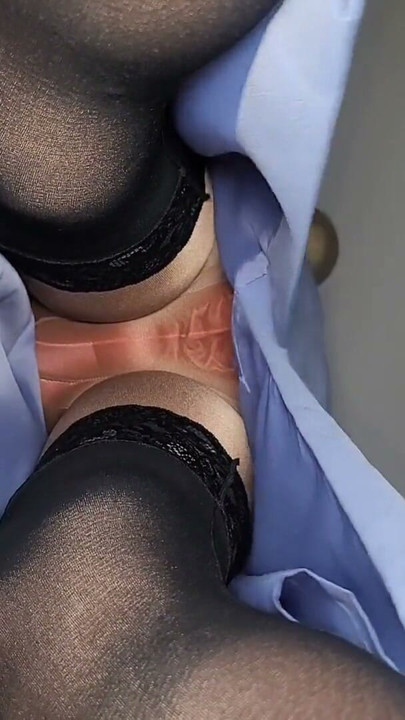Satin panties & stockings underneath my skirt. | Clip 1