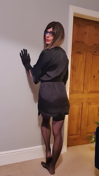 Teasing in my dark seamed hold up stockings, suspenders.