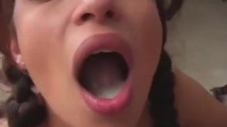 Dark Haired Stripper Swallows Cum