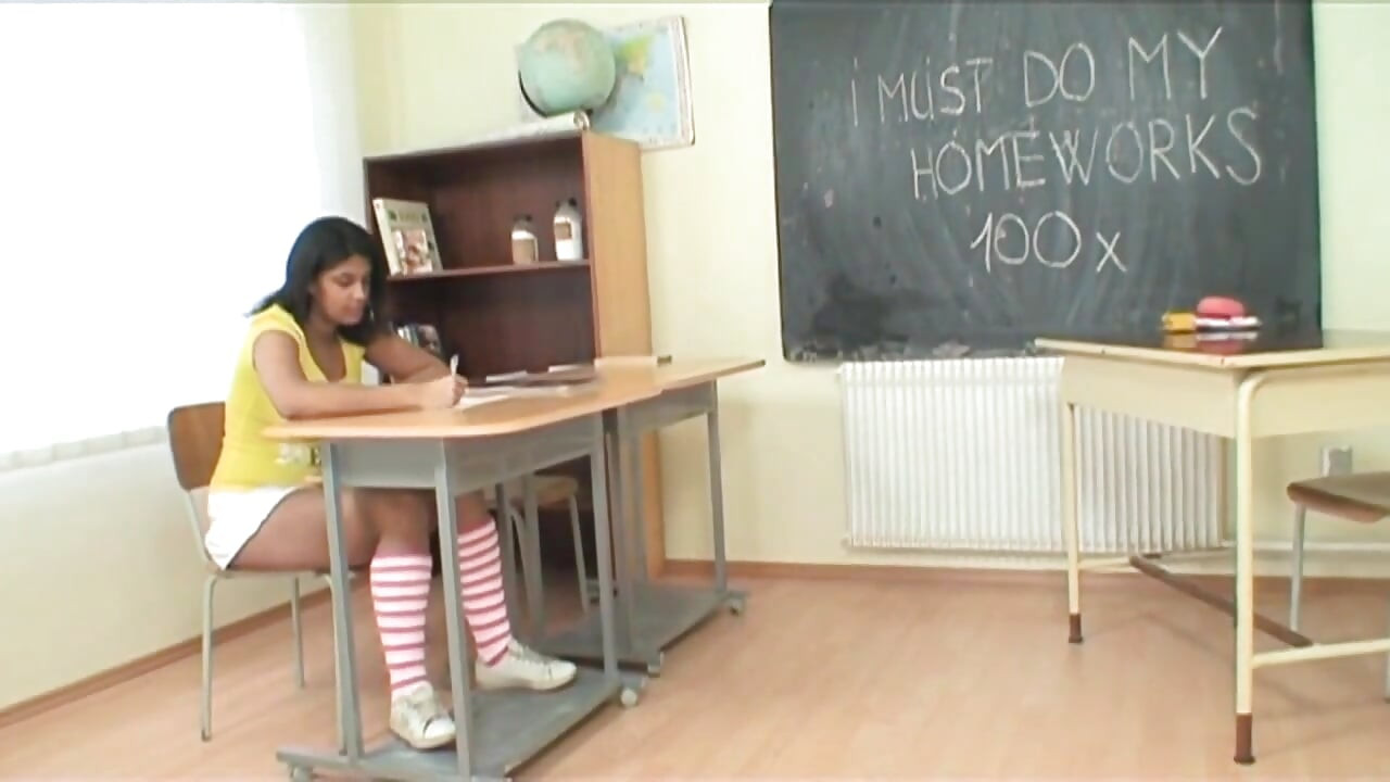 Dirty teen has sex in class with that old pig of her teacher