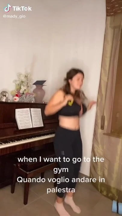 Girl jumping and bouncing her big breasts