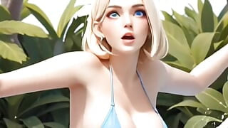 blonde Isabelle Dupond at hotel beach resort pool part 1 (Ai model)