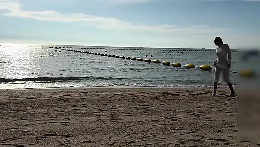 POV Stranger on a public beach invited to her hotel . RIDING MY COCK HARD