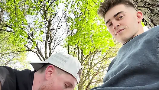 Step Bro Sucks Him Off in the Backyard Til He Busts