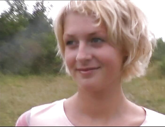 German Blonde Teenage Girl with Short Hair Gets Fucked Outdoors