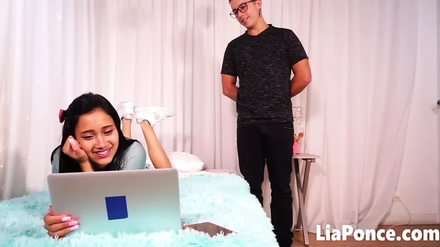Cock sucking Latina teen drenched in cum